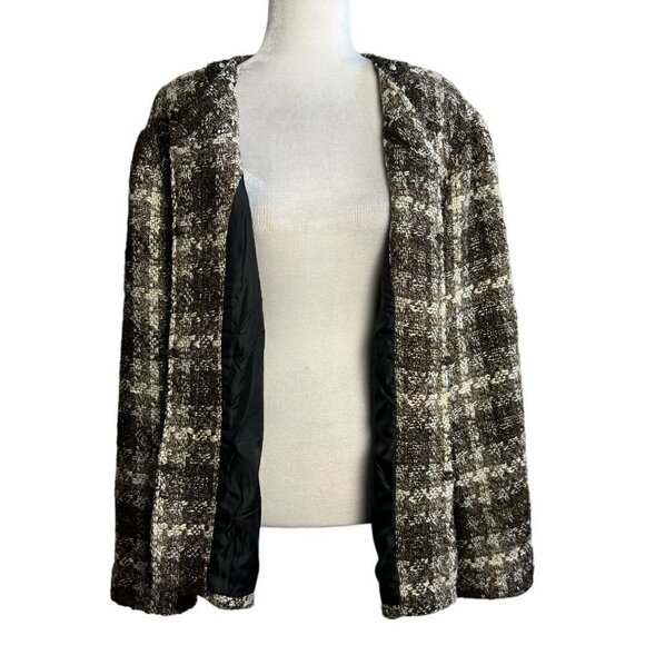 Chico's Tweed Plaid Boucle Blazer Jacket Embellished Beaded Metallic Women's XL - Picture 7 of 12